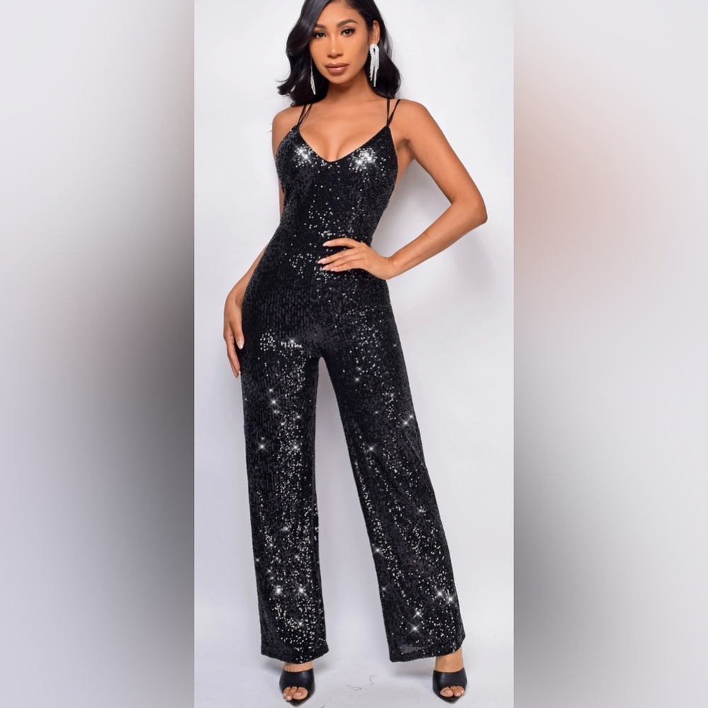 Adjustable Sequin-Embellished Jumpsuit